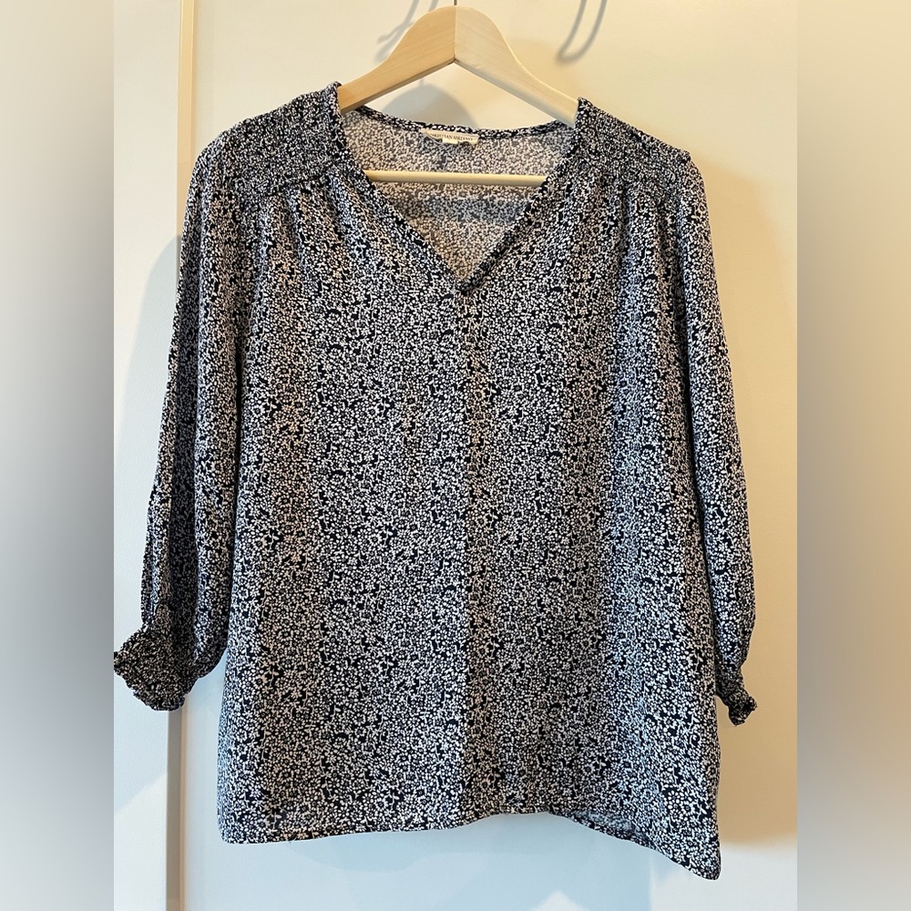 Christian Siriano Black and White Floral Blouse